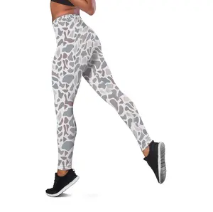 White Duck Camo Classic Deer Gauge Camo Driftwood Throwback Women's Leggings, Yoga Pants, High Waist Hunting Tights, Women's Outdoor Fitness Outfit