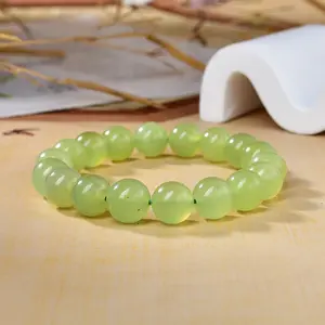 Natural Xiuyan Jade Beaded Bracelet, Good Luck & Prosperity Healing Crystal Jewelry, Handmade Bracelet