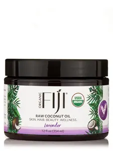 Certified Organic Whole Body Raw Coconut Oil, Lavender - 12 Fl. Oz (354 Ml) Organic Fiji