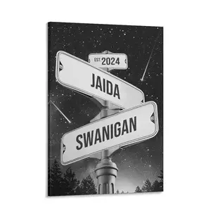Personalized Street Sign Canvas Art Canvas Or Poster Custom Vintage Crossroads Street Sign For Couples Wedding Anniversary Valentines Day Gift 24x  36  poster bedroom wall art print posters  room  decor home decor picture couple personalized  photo