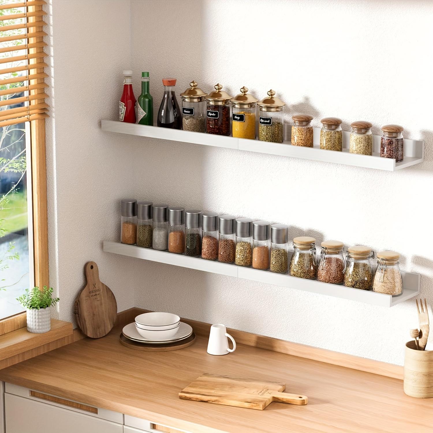 6 Rustic Wood Shelves - Carbonized Black Floating Shelves - Wall Mounted Shelf - The Best Gifts for Thanksgiving and Christmas, Floating Shelves