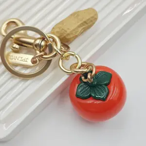 {Keychain} Fashion Creative Persimmon Peanut Keychain - Everything goes smoothly Fashion Car Keychain Women's Fruit Bag Pendant