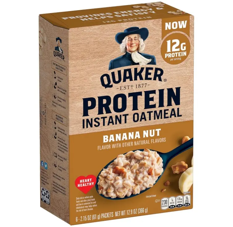Quaker, Protein Instant Oatmeal, Banana Nut, 12.9 Oz, 6 Count (Pack of 1) Quaker, Protein Instant Oatmeal, Banana Nut, 12.9 Oz, 6 Count (Pack of 1)