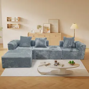 5-Piece Modular Sectional Sofa, Convertible L-Shaped Cloud Couch with Movable Chaise, Luxury Plush Faux Fur Fabric, Deep Seat Comfy Sofa for Living Room Apartment