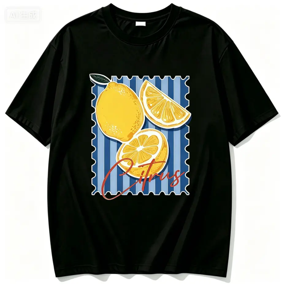 Lightweight cotton citrus lemon fruit graphic women casual short sleeve fresh summer aesthetic cotton tee