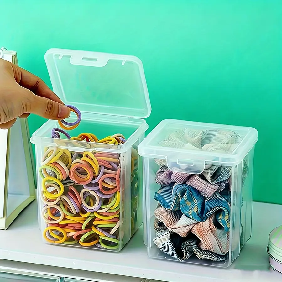 Dustproof Clear Plastic Hair Accessory Boxes with Lids (2 Pack), Stackable Storage for Headbands, Rubber Bands and Jewelry, Suitable as Christmas, Thanksgiving and Holiday Gifts