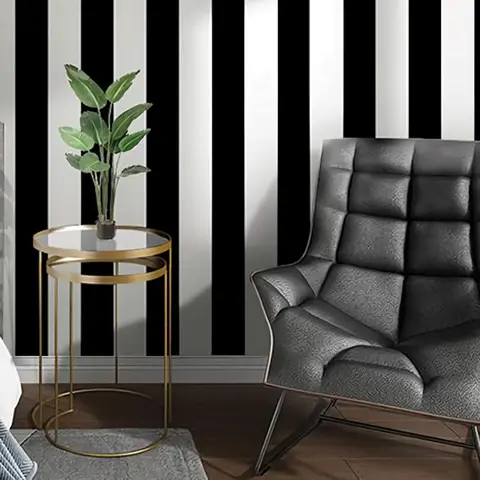 Stripe Black and White Peel and Stick Wallpaper Self-Adhesive Wallpaper 118"x17.7" Removable Contact Paper Waterproof Wall Paper