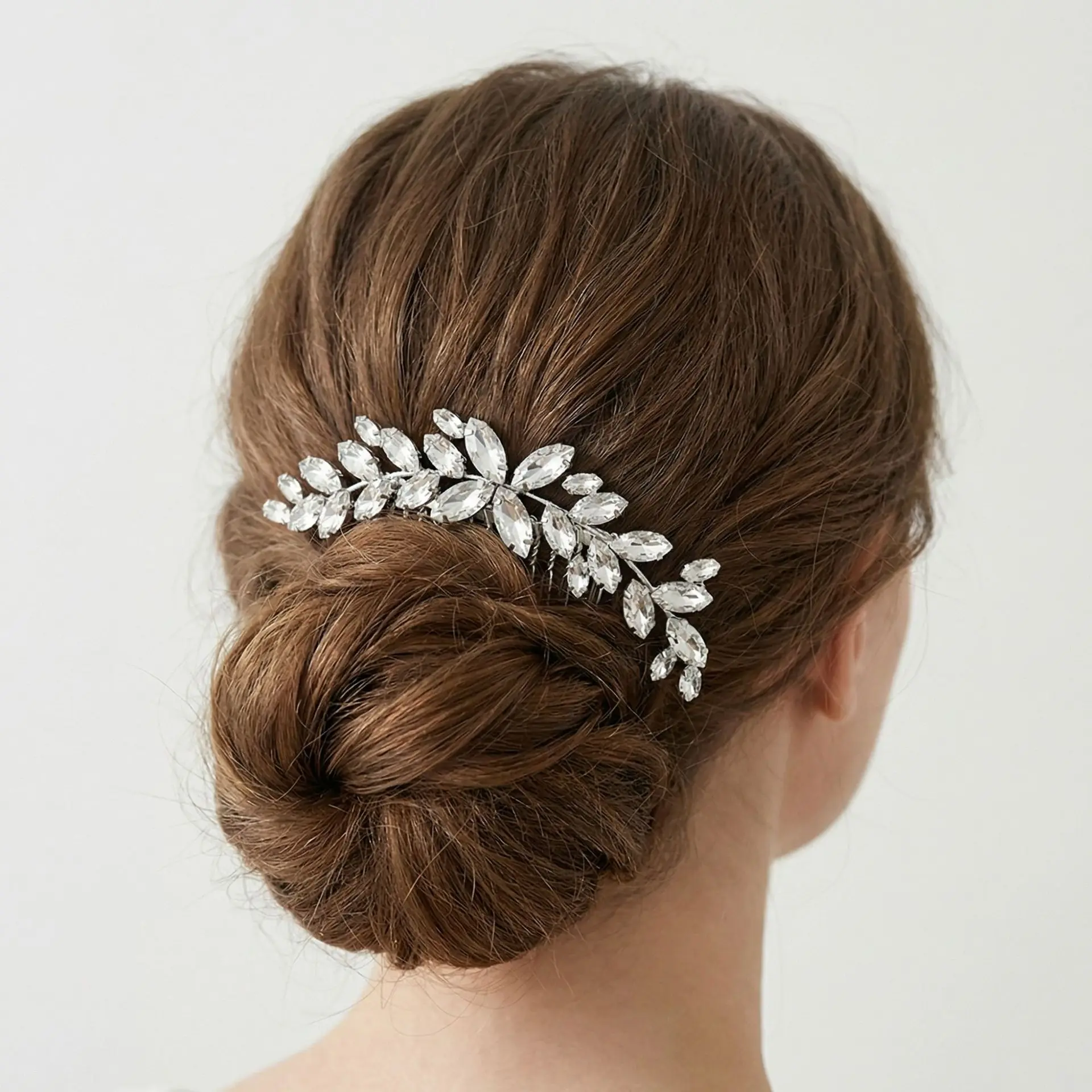 Best-selling bridal marquise-cut rhinestone hair comb, wedding updo hair accessory, silver rhinestone-studded metal sparkling hair comb