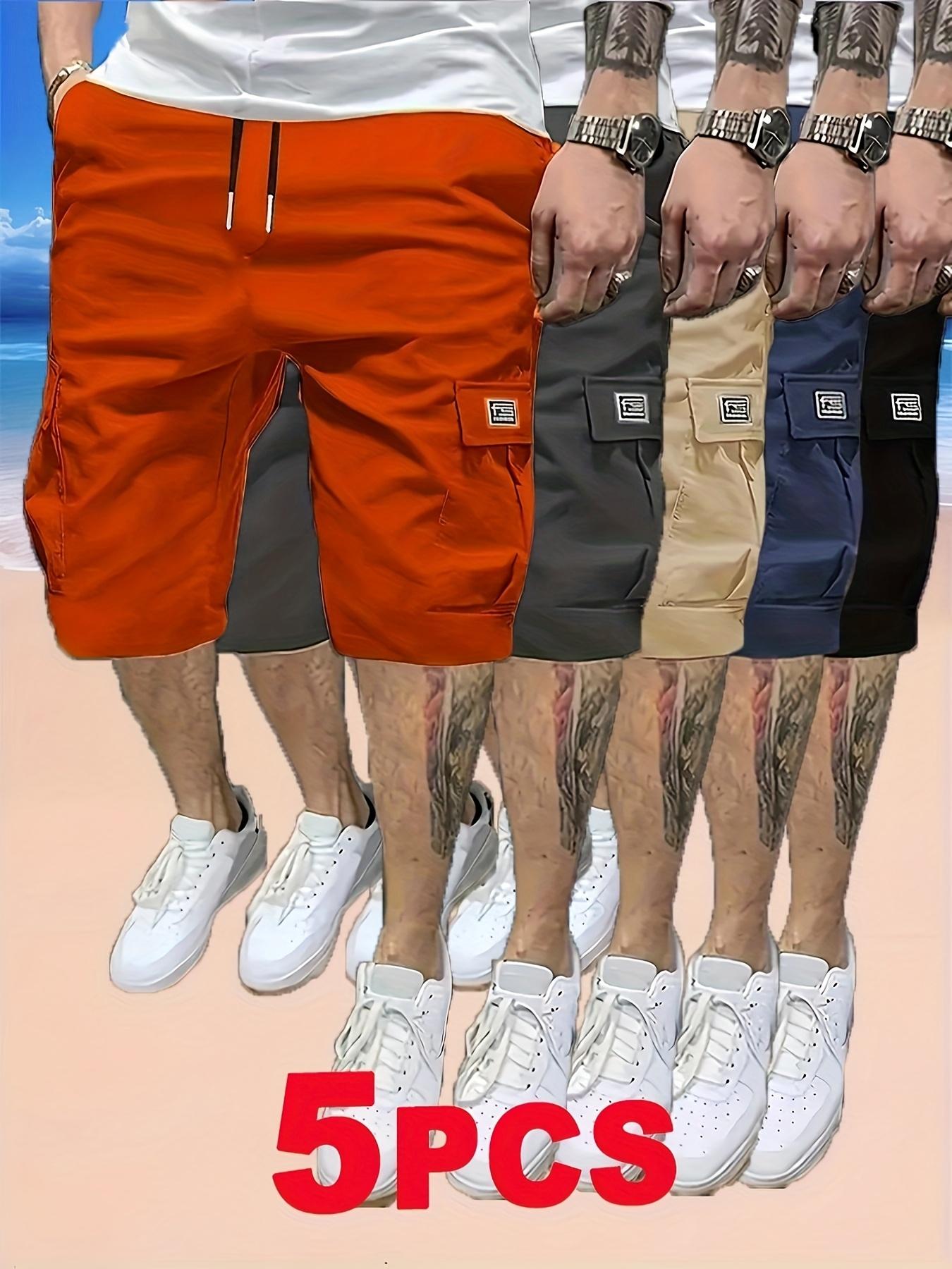 Men’s 5-Pack Cargo Shorts, Summer Trendy Casual Shorts, Multi-Pocket Design, Durable Fabric, Anti-Pilling, Wear-Resistant, Tear-Resistant, Comfortable and Breathable, Stylish and Versatile, Suitable for Outdoor Leisure