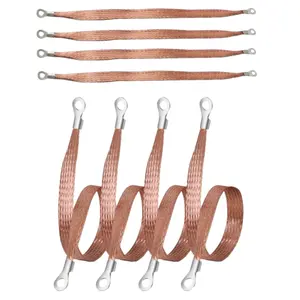 8Pcs/Set Automotive Flat Braided Copper Ground Strap,Professional Engine Grounding Cable Straps with Terminal Plugs,Vehicle Ground Strap,Tinned Copper Grounding Strap Wire for Cars,Tools & Hardware