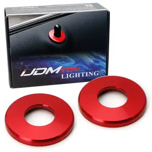 iJDMTOY 2pc Red Aluminum Decorative Door Lock Knob Covers For Mercedes C E S GLC GLE Class (W205 W213 X205 W166)