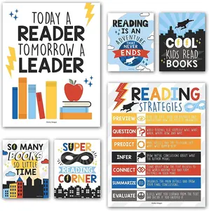 Reading Motivational Posters | Set of 6 | Motivational Posters Decor Wall Quote Prints Decorative Artwork Modern Minimalist Design Decoration