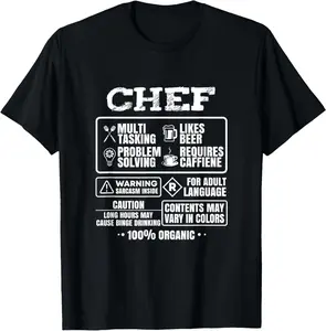 100% cotton Unisex Funny Chef Cooking Gift Kitchen Women Men Food T-Shirt