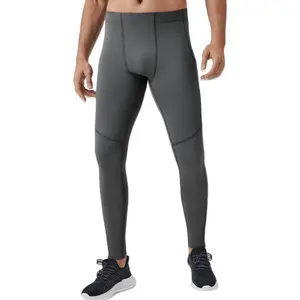 Anna-Kaci Active Men's Full-Length Compression Leggings with Side Pockets and Stretch Moisture-Wicking Fabric - Small, Dark Gray
