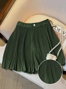 Franclia Plus Size Pleated Shorts High Waist Flowy Fit Casual Everyday Summer Outfit