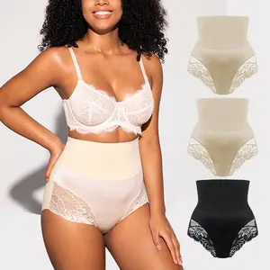 shorts  sculpt Women's High Elasticity Body Shaper (3-Pack), Antibacterial Crotch Shaping Knickers, Breathable Tummy Tucker with Lace Details body shaper panty seamless