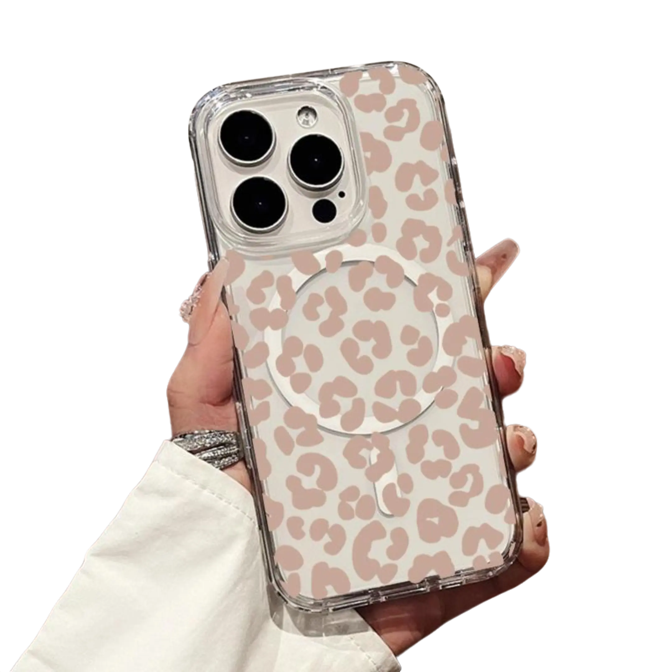 Leopard Print Spots Style Fashionable Surface. Transparent Thickened Shockproof Hard Case with Magnetic Ring Supports Wireless Charging for iPhone 17/16/15/14/13/12/73/X/XS/XR/Mini/Plus/Pro/Max/air - A Top Choice for Fresh and Stylish, Accessories, Smartp