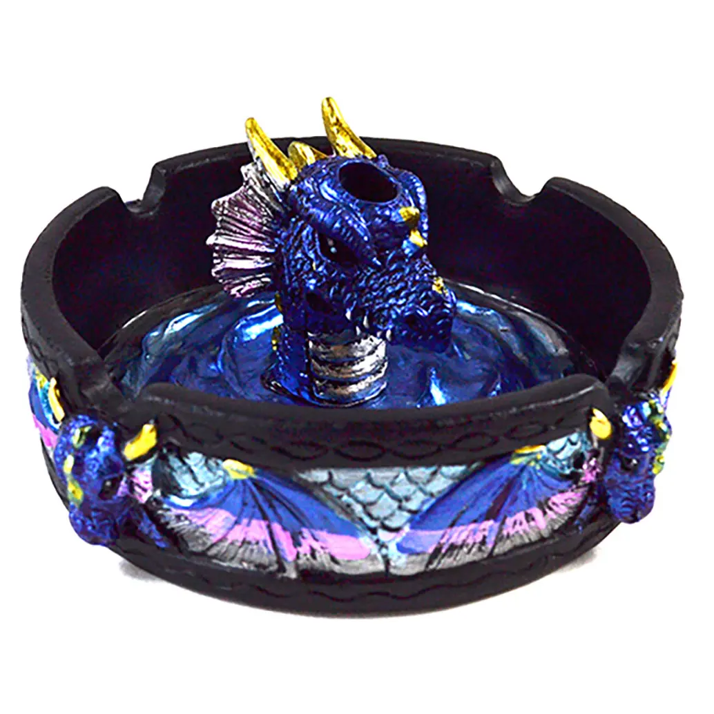Dragon Ashtray with Snuffer 4 Inch — Cold Cast Resin Altar Decor