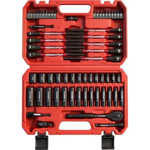 63-Piece Metric 1/4" Drive Socket Set & Nut Driver Set, Impact Standard & Deep Socket Set (4-15mm), 1/4" Hex Shank 6" Magnetic Nut Drivers, Extension Bar, Quick-Release Ratchet handle, Universal Joint