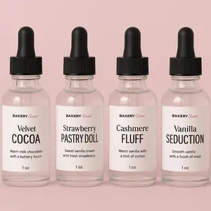 Bakery Scent Luxury 1oz Body Oils - Velvet Cocoa, Strawberry Pastry Doll, Cashmere Fluff, Vanilla Seduction - 1oz Size for Daily Use