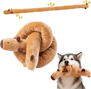 Puffluv Long Squeaky Dog Toys,Soft Crinkle Chew Plush Animal Shape to Reduce Boredom Keep Doggie Busy,Cute Pet Interactive for Puppies &Adult Dog-Capybara
