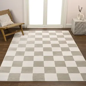 JONATHAN Y Thea Modern Geometric Checkerboard High-Low Indoor Area Rug; for Living Room, Kitchen, Bedroom, Dining Room, Office