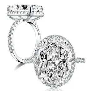 10-Ct Oval 925 Sterling Silver CZ Engagement Ring Wedding Band Size 2.5-15 S6836