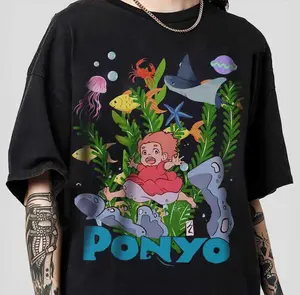 Lovely Ponyo With Oceans Art Shirt, Ponyo T-Shirt, Ponyo Tee, Ghibli T-Shirt, Ghibli Merch, Ponyo Anime Tee, Anime Gift
