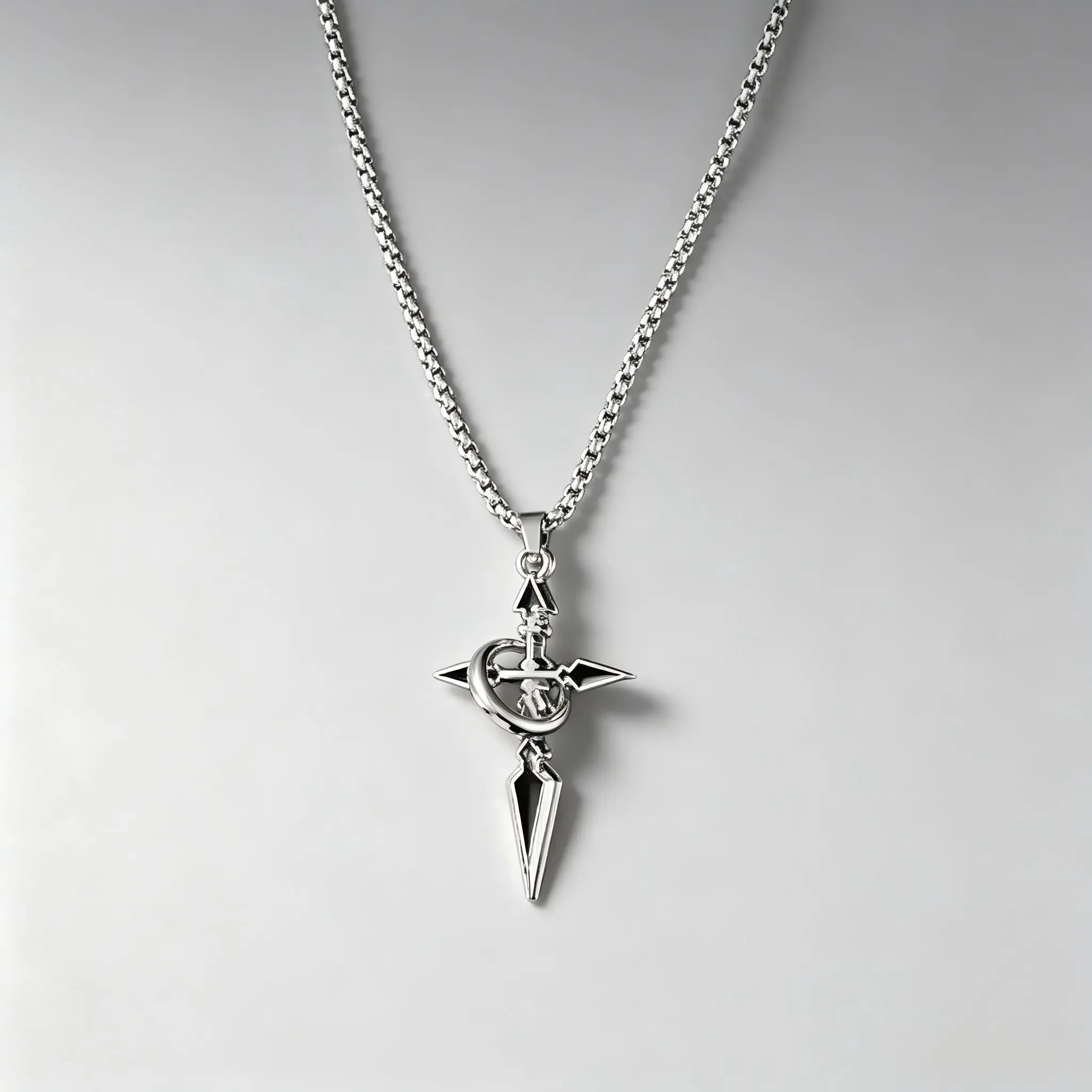 2026 New Men's Cross Pendant Necklace, Stainless Steel Chain, Punk Gothic Style , Stylish for Everyday Wear, Trendy Accessory, Perfect Gift, Exquisite Jewelry Gift, Silver Cross Necklaces