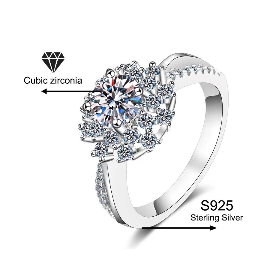 S925 Sterling silver Women's grace Snowflake Design Dangle Set, Necklaces and Rings，Christmas Themed Jewelry  for Party, Daily Decor