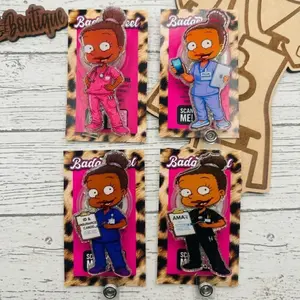 Aesthetic Nurse Badge Reel Retractable Name Tag Clip Cute ID Card Holder For Hospital Staff Respiratory Therapist Pediatric Nurse Coworker Gift