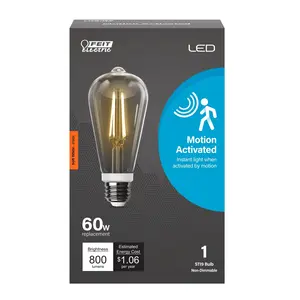 Feit Electric 60 Watt Replacement Soft White (2700K) E26 Base ST19 Motion Detection LED Light Bulb