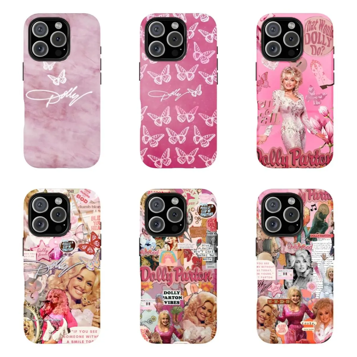 D-Dolly Parton Vintage princess Collage Phone Case |Pink Phone Case For iPhone 17 Pro Max 16 15 14 13 12 11 for Samsung S21 S22 S23 S24 S25 S26 Phone Case|Tough Phone Case|gift for him for her|Best Gift