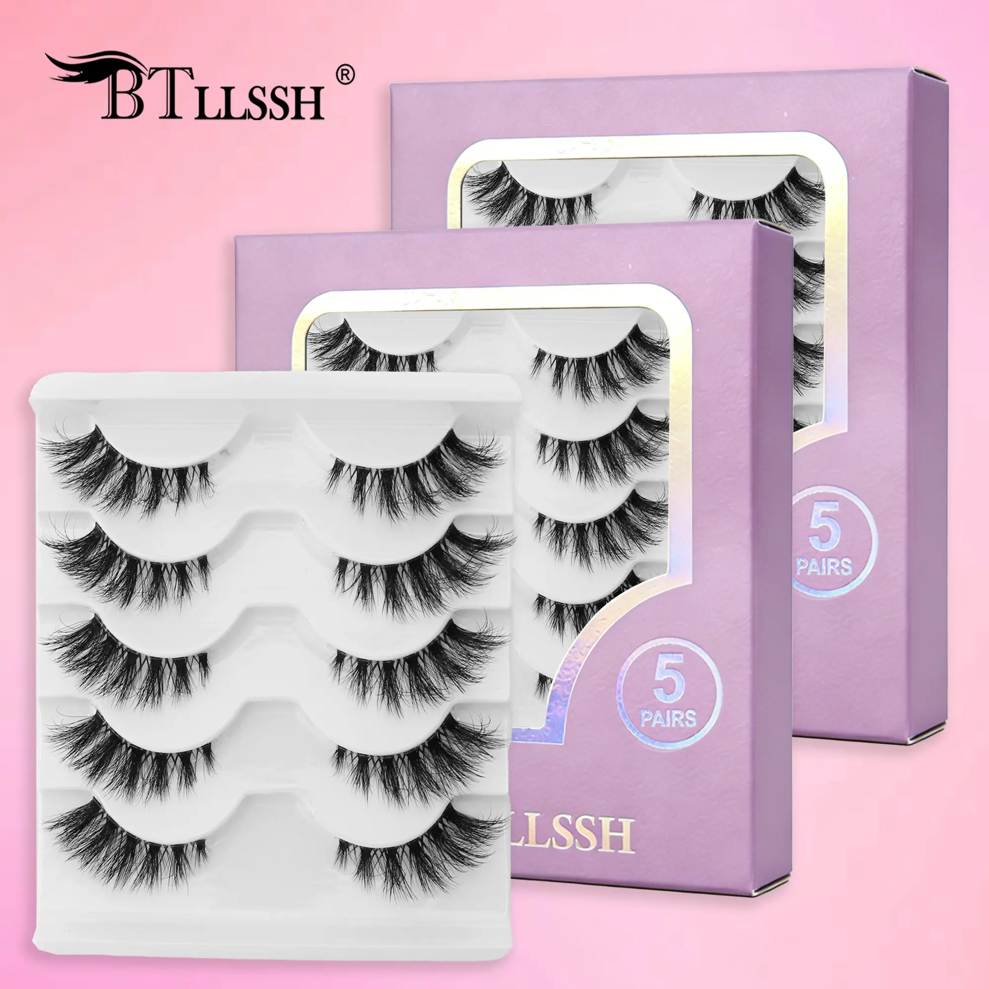 10/20 Pairs Btllssh Boxed Short Natural Dense Makeup Cosmetic False Eyelashes 15mm, Natural Look, Non-Toxic Doll Style, Solid Form, Shandong Province Qingdao