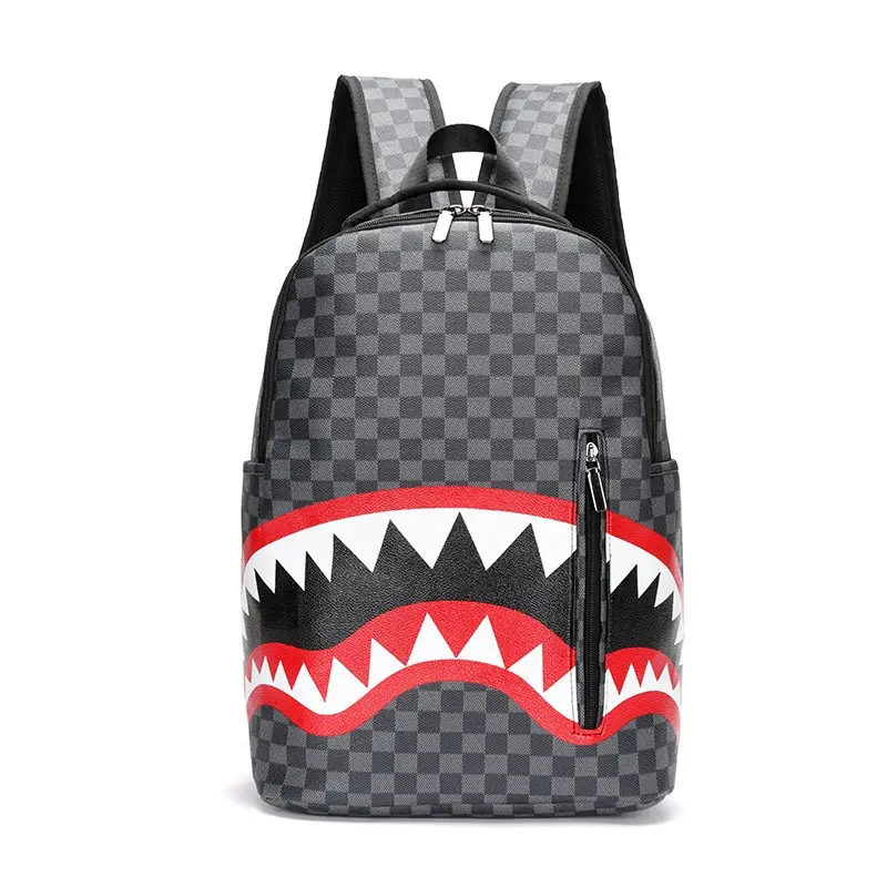 Fashionable Shark Pattern Backpack, Casual Large Capacity Backpack for Men, Business Style Travel Backpack for Daily Use, Casual Daypack