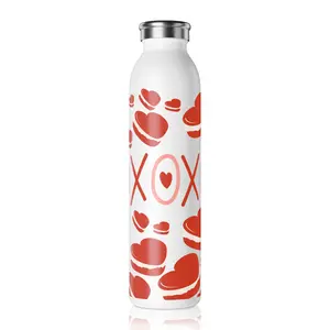 Valentine's Day Slim Water Bottle, Love Water Bottle, Heart Pattern Bottle, Cute Gift for Girlfriend, Hydro Flask Style