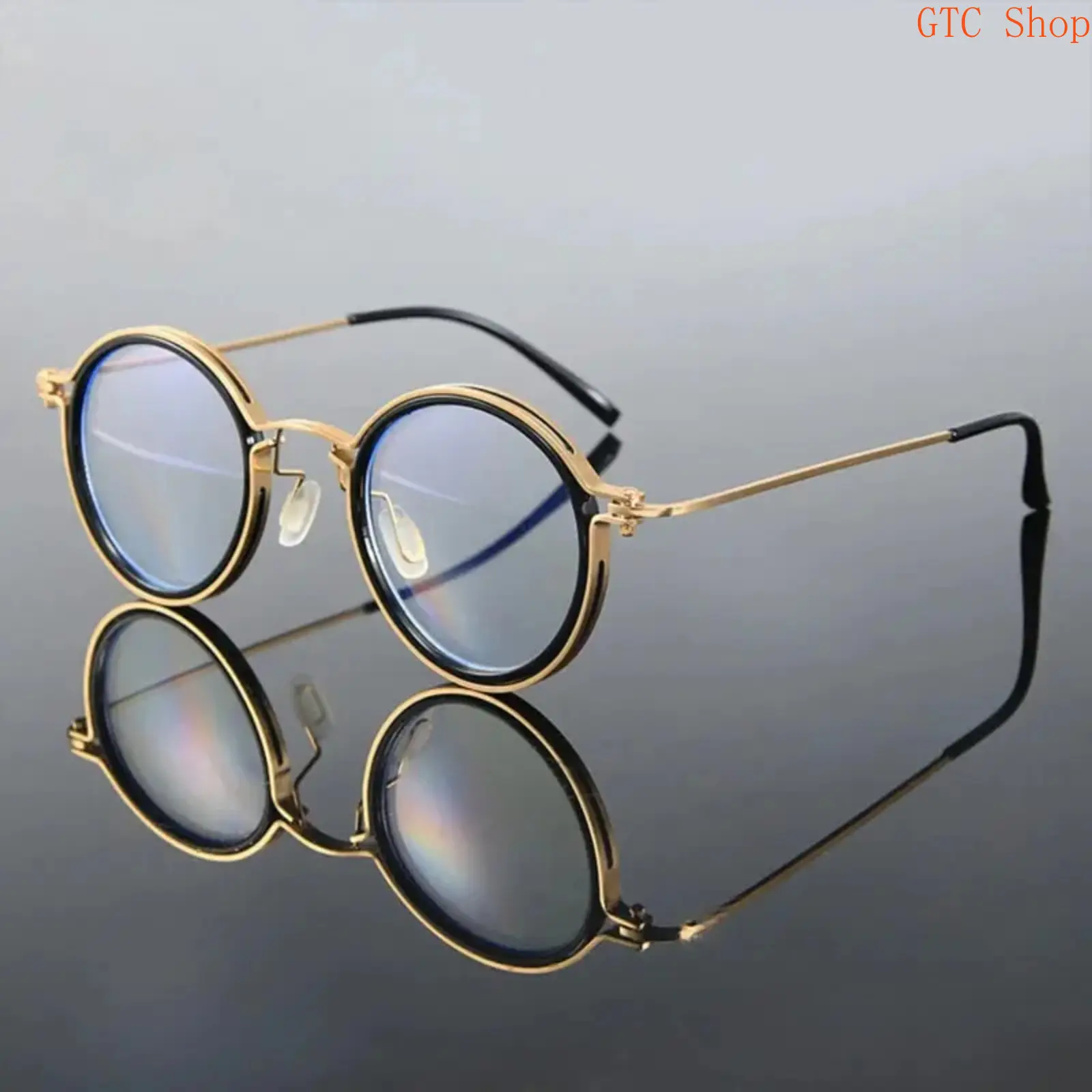 Premium Round Frame Anti Blue Light Glasses, Viral Minimal Stylish Metal Eyewear, Transparent Clear Non-Prescription Lens, Lightweight Slim Comfortable Frame Structure, Eye Protection Against Screen Radiation Eyeglasses, Office Working Computer Daily Casu