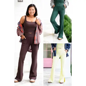 Ribbed V Waist Flared Leggings