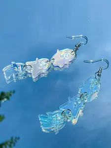 1 Pair Halloween Earrings, Acrylic Crafted Earrings with Colorful Laser Design, Punk Style Earrings