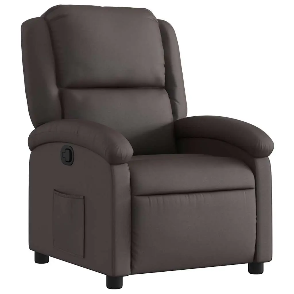 vidaXL Recliner Chair, Adjustable Reclining Chair, Wingback Recliner Armchair for Home Theater Cinema, Modern Style, Dark Brown Real Leather 371790