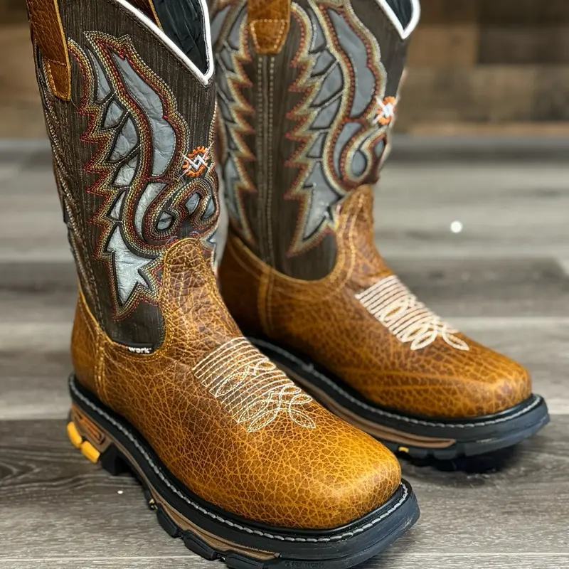 Mens 3024 Shoulder Miel Work Boots Comfortable and Durable Ranch Botas de Trabajo Soft Toe Western Working Gear