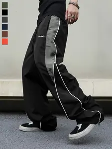 Men's wide-leg pants, street style trendy men's young fashion loose drawstring waist pants, suitable for daily wear, going out, sports leisure, school, parties, music festivals, casual occasions.Can be given as a gift to friends, boyfriend, etc.
