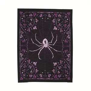 Halloween decorations, velvet plush blankets, elegant Gothic spider webs, vintage-style spider prints, gift in disguise - purple
