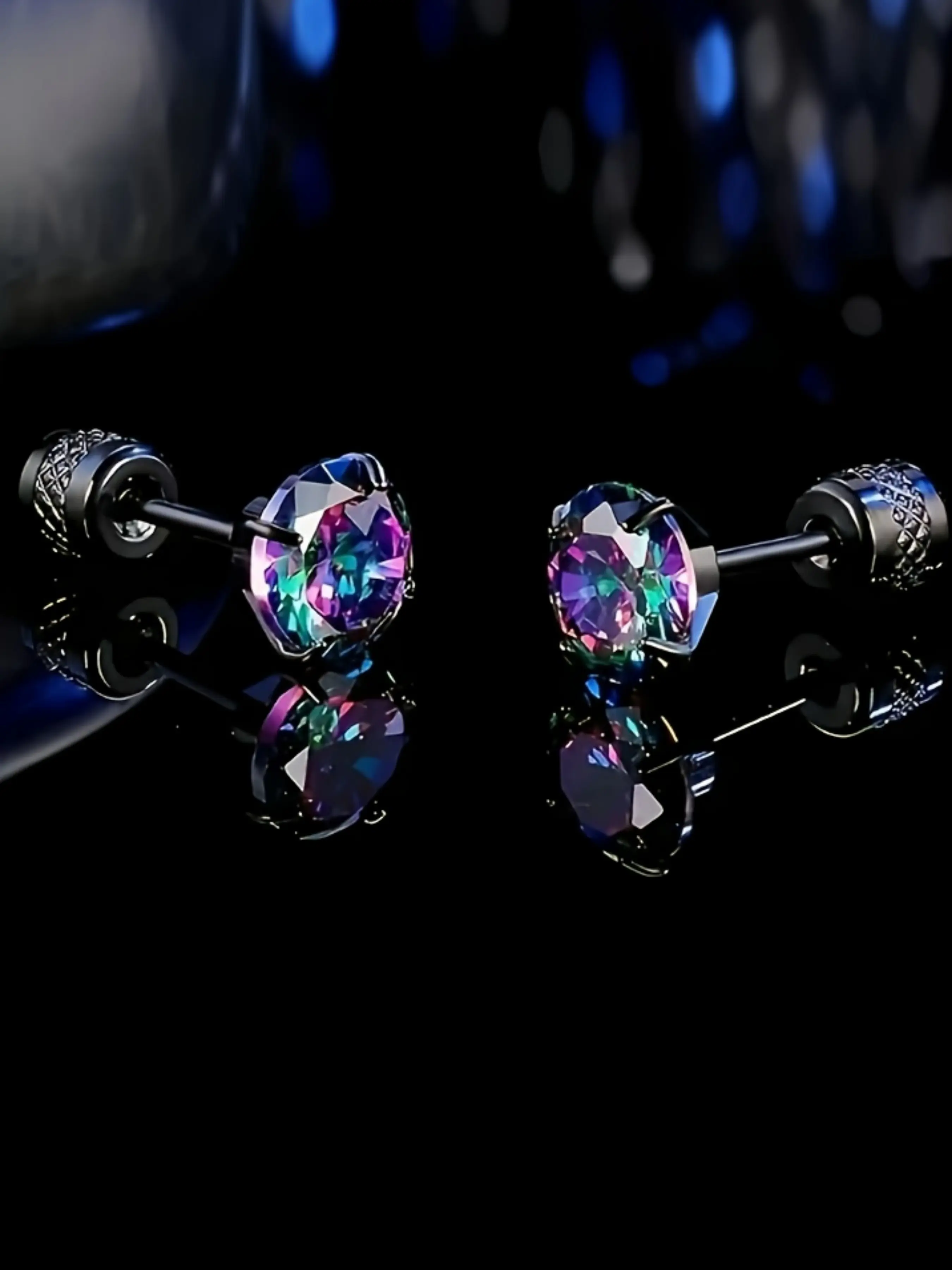 Stylish Unisex Cubic Zirconia Stud Earrings, High Quality Earrings, Multi-Color Sparkling Stones, No Plating, Hip-Hop Fashion for Everyday & Party Wear, Fashionable Earrings, Fashion Jewelry Party