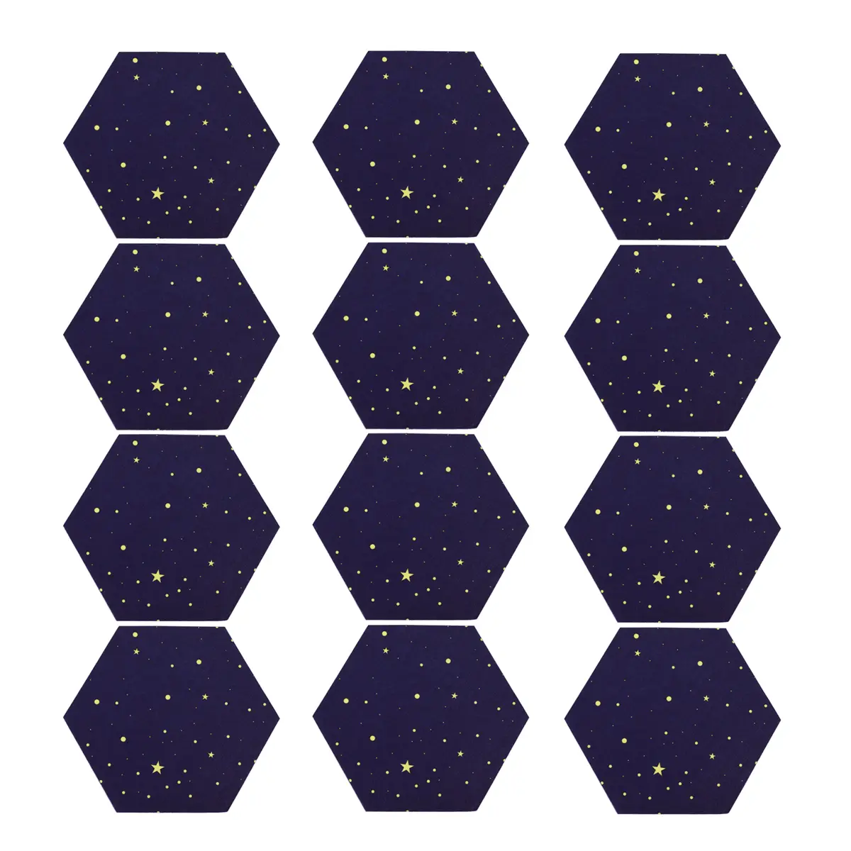 12 Hexagon Starry Sky Acoustic Panels - 11cm Side Length, 215kg/m3 High Density Eco-Friendly Polyester Fiber Soundproofing Foam, Easy to Cut Acoustic Insulation Reverb Diffuser for Bedroom, Audio Recording Studio