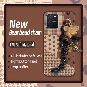 Cartoon Anti-knock Phone Case For Samsung Galaxy A91/M80S/S10 Lite Bear bracelet Waterproof silicone protective case cute Black pearl pendant Back Cover Simplicity soft case