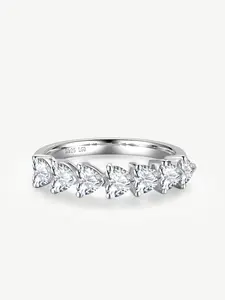 Heart Cut Diamond Half Coverage Wedding Band Ring in Sterling Silver Engagement Promise Wedding Anniversary Stackable Band Ring for Women (1 Ct. Tw.)