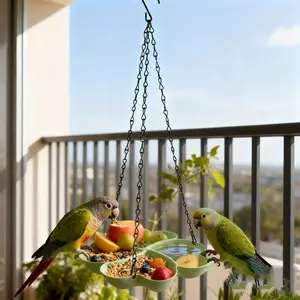 1PCS Hanging Bird Feeder & Water Bowl – Durable Plastic, Multi-Function for Parrots & Hummingbirds, Decorative Bird Station, Easy to Hang