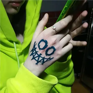 6 Large Herbal Tattoo Stickers, Including 1 Smiley Face Element and 5 Random Styles, Lasts 7-15 Days, Waterproof and Anti-Friction, Realistic Effect, Suitable for Those Who Don't Want Tattoo Pain