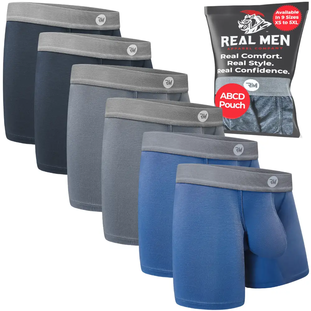 Modal 7in Boxer Briefs No Fly 6pk Black/Dark Gray/Navy Man Menswear Underwear Ba...